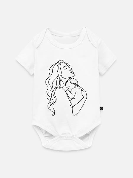 Mama & Baby Line Art - Baby Premium Kurzarmbody - Weiß