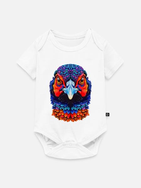 fasanen kopf im Regenbogenstil - Baby Premium Kurzarmbody - Weiß