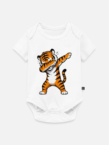 Tiger Dab Aufdruck - Baby Premium Kurzarmbody - Weiß