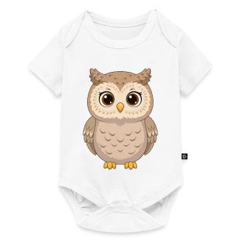 Kawaii-Eule in Erdtönen - Baby Premium Kurzarmbody - Weiß - Vorne