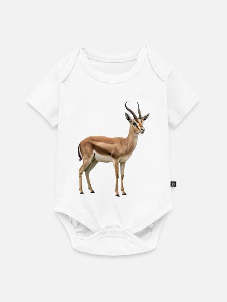 Gazellen-Silhouette im Goldenen Horizont - Baby Premium Kurzarmbody - Weiß