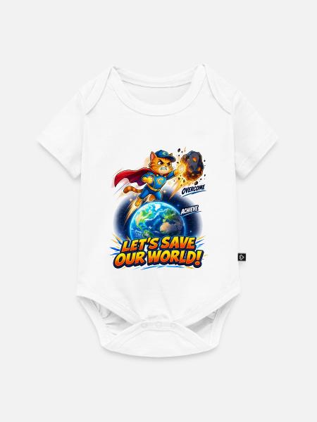 Superhelden-Kätzchen rettet die Erde - Baby Premium Kurzarmbody - Weiß