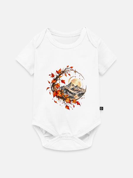 Herbstmond über stillen Bergen - Baby Premium Kurzarmbody - Weiß