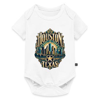 Texas Houston Skyline Art Deco Badge - Baby Premium Kurzarmbody - Weiß - Vorne