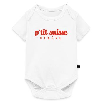 Enfant garçon Suisse ville de Genève - Body à manches courtes Premium Bébé - blanc - Devant