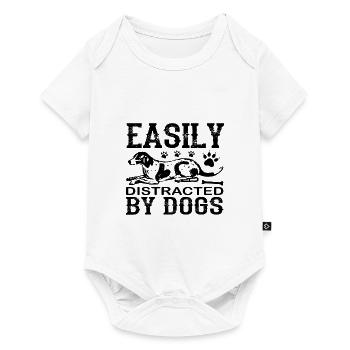 Facilement distrait par les chiens citation cadeau - Body à manches courtes Premium Bébé - blanc - Devant