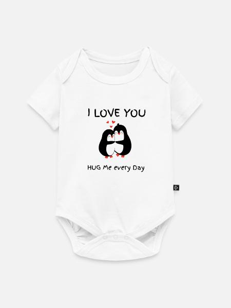 Hug me every Day - Baby Premium Kurzarmbody - Weiß