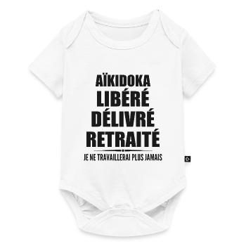 Aïkidoka célèbre sa retraite avec humour cadeau - Body à manches courtes Premium Bébé - blanc - Devant