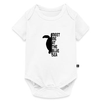 Turtle Slogan meet me at the Blue sea - Baby Premium Kurzarmbody - Weiß - Vorne