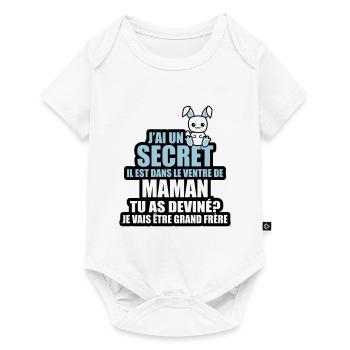 secret dans ventre maman je vais être grand frère - Body à manches courtes Premium Bébé - blanc - Devant