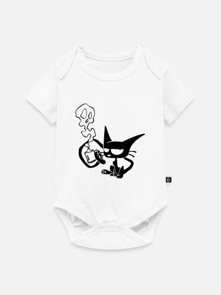 Coffee Cat - Premium kortærmet baby-body  - hvid