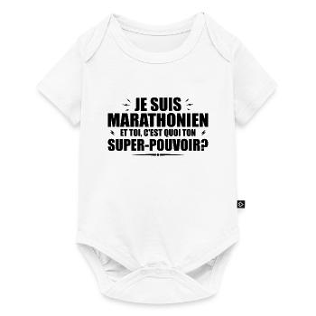 Je suis Marathonien. C'est quoi ton super pouvoir - Body à manches courtes Premium Bébé - blanc - Devant