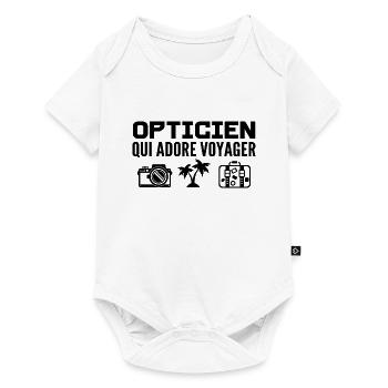 Voyageurs & Opticiens : Passion & Découverte - Body à manches courtes Premium Bébé - blanc - Devant