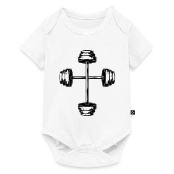 Dumbbell Cross Fitness Gym Weight Training - Baby Premium short-sleeve bodysuit - white - Front