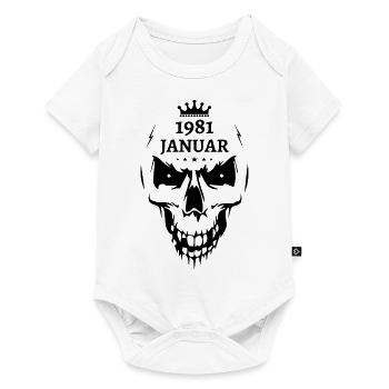 Januar 1981 Totenkopf - Baby Premium Kurzarmbody - Weiß - Vorne