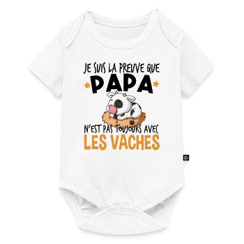 Vache Papa Bébé Nourrisson Naissance Cadeau - Body à manches courtes Premium Bébé - blanc - Devant