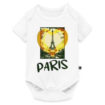 Paris, France, Ville, Horizon, Tour Eiffel, Coeur - Body à manches courtes Premium Bébé - blanc - Devant