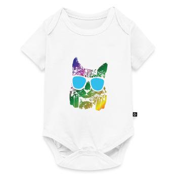 Cat with headphones gift for cat lovers - Baby Premium short-sleeve bodysuit - white - Front