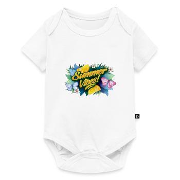 Papillons Fleurs Vacances d’été - Body à manches courtes Premium Bébé - blanc - Devant