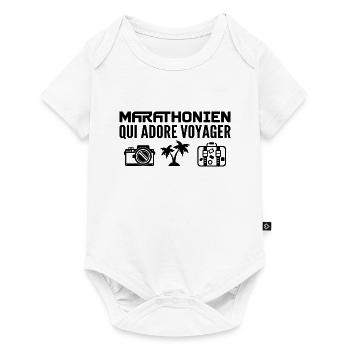 Voyageurs & Marathoniens : Passion & Découverte - Body à manches courtes Premium Bébé - blanc - Devant