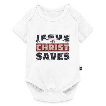 Jésus-Christ sauve une chemise pour dames et messieurs - Body à manches courtes Premium Bébé - blanc - Devant