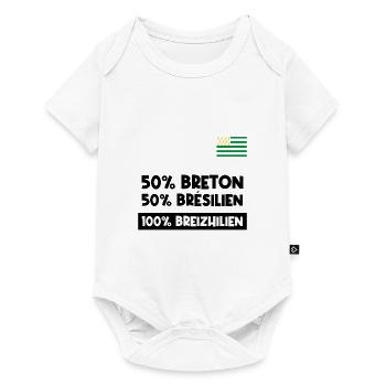 50% Breton 50% Brésilien 100% Breizhilien humour - Body à manches courtes Premium Bébé - blanc - Devant