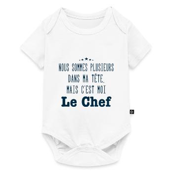on est plusieurs dans ma tête - T-shirt Humour - Body à manches courtes Premium Bébé - blanc - Devant