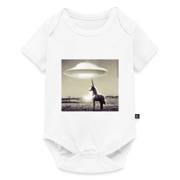 Ufo,Einhorn,retro, vintage , Foto - Baby Premium Kurzarmbody - Weiß - Vorne