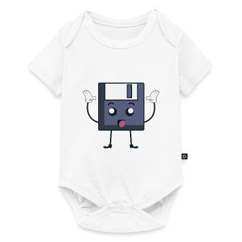 Diskette 3.5 Süß Gesicht Nerd Technik Geschenk - Baby Premium Kurzarmbody - Weiß - Vorne