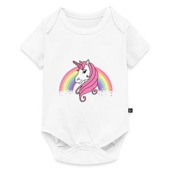 Licorne avec arc-en-ciel - créature mythique enfant bébé mignon - Body à manches courtes Premium Bébé - blanc - Devant