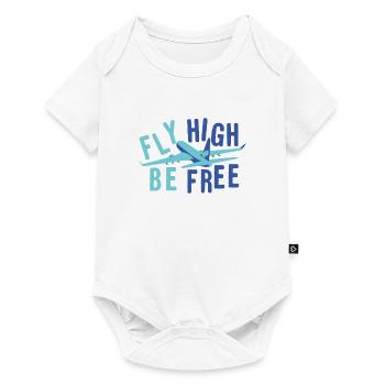 "Fly High Be Free" plane fliers fly idea - Baby Premium short-sleeve bodysuit - white - Front