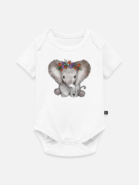 Baby Elephant - Baby Premium Kurzarmbody - Weiß