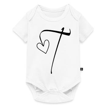 Buchstabe T Buchstabe-T Kalligrafie - Baby Premium Kurzarmbody - Weiß - Vorne