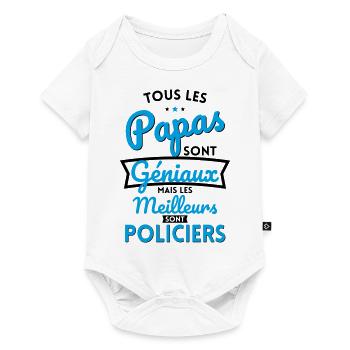 Papas géniaux mais les meilleurs sont Policiers - Body à manches courtes Premium Bébé - blanc - Devant