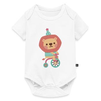 Lion mignon à vélo - Body à manches courtes Premium Bébé - blanc - Devant