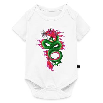 Drache Grün Pink - Baby Premium Kurzarmbody - Weiß - Vorne