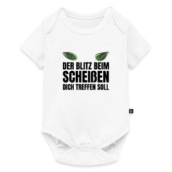 Lustiger Spruch Blitz Scheißen Grün Kobold Gnom - Baby Premium Kurzarmbody - Weiß - Vorne