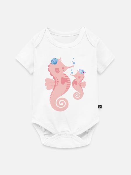 Seepferdchen - Baby Premium Kurzarmbody - Weiß