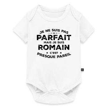 Romain Un Prénom, Une Attitude L’Humour Romain - Body à manches courtes Premium Bébé - blanc - Devant