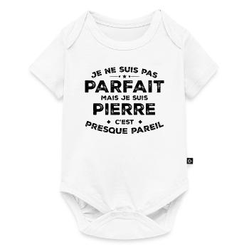 Pierre Un Prénom, Une Attitude L’Humour Pierre - Body à manches courtes Premium Bébé - blanc - Devant