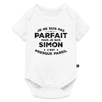 Simon Ein Name, eine Haltung Humor Simon - Baby Premium Kurzarmbody - Weiß - Vorne