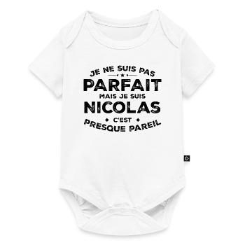 Nicolas A first name, an attitude Humour Nicolas - Baby Premium short-sleeve bodysuit - white - Front