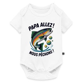 Papa allez! Nous pêchons ! Truite sautante - Body à manches courtes Premium Bébé - blanc - Devant
