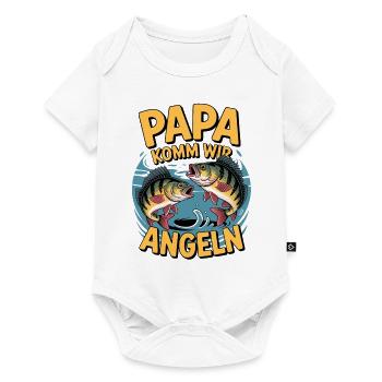Papa komm wir angeln! Angelabenteuer mit Papa - Baby Premium Kurzarmbody - Weiß - Vorne