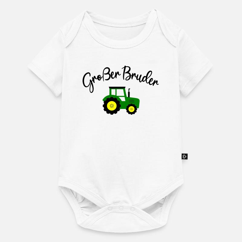 Großer kleiner Bruder Traktor Brüder Partnerlook - Baby Premium Kurzarmbody - Weiß
