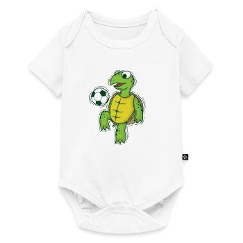 Turtle plays and loves football - Baby Premium short-sleeve bodysuit - white - Front