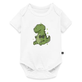 T-Rex Dino with dumbbells makes fitness - Baby Premium short-sleeve bodysuit - white - Front