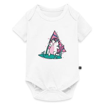 Licorne en surfant Créatures mythiques Sport - Body à manches courtes Premium Bébé - blanc - Devant