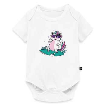 cool licorne surfe sur les sports de créatures mythiques - Body à manches courtes Premium Bébé - blanc - Devant