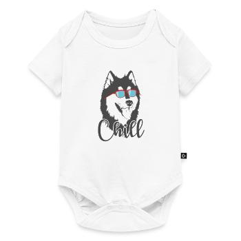 Chill dog avec des lunettes fraîches Alaskan Malamute - Body à manches courtes Premium Bébé - blanc - Devant